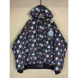 Men's Black Graphic Hooded Jacket